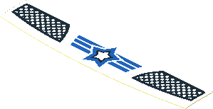 Sticker  1.0 x  4.0 with Black/Blue Star on Blue/White Stripes and Grilles (Formed)