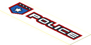 Sticker  1.1 x  3.6 with Black/Red/Blue Badge and "POLICE" Right