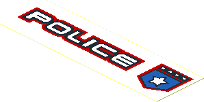 Sticker  1.1 x  3.6 with Black/Red/Blue Badge and "POLICE" Left
