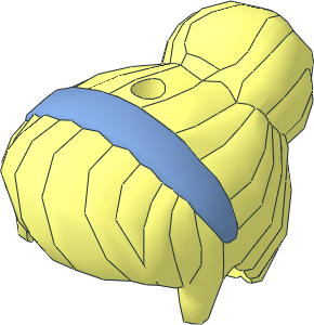 Figure Friends Hair with Top Knot Bun and Medium Blue Hair Band Pattern