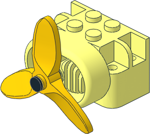 Brick  2 x  4 x  2 with Engine Cowling and Yellow Propeller, Black Pin