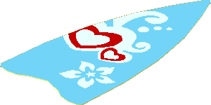 Sticker  3.0 x  1.4 Surfboard Front with Hearts and Flower