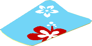 Sticker  1.6 x  1.2 Surfboard Rear with Flowers