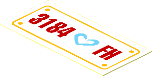 Sticker  0.9 x  1.9 with Medium Azure Heart and "3184 FH" License Plate