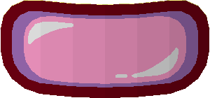 Sticker  1.3 x  2.6 Rounded Rectangle with Bright Pink Window (Formed)