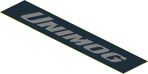 Sticker  0.75 x  3.75 Silver "UNIMOG" on Black