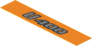 Sticker  0.75 x  3.75 Silver "U400" on Orange