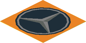 Sticker  1.75 x  1.75 Mercedes-Benz Logo on Orange