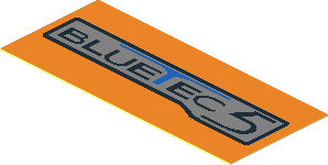 Sticker  0.75 x  1.75 Badge "BLUETEC 5" on Orange