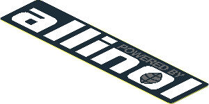 Sticker  2.6 x  0.6 with "POWERED BY allinol" on Black Background