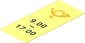Sticker  1.8 x  0.8 with Golden Post Horn and "9.00 - 17.00"