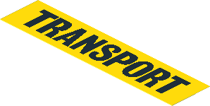 Sticker  1 x  4.5 with Black "TRANSPORT" on Yellow Background