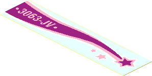 Sticker  0.9 x  3.9 with "3063-JV" and Magenta Shooting Star, Right