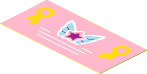 Sticker  0.9 x  1.9 with Magenta Star on Butterfly Wings and 2 Yellow Award Ribbons