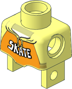 Figure Duplo Child Torso with Top with "SKATE" Pattern