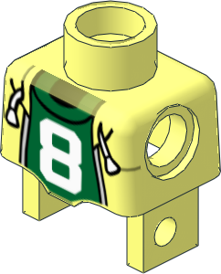 Figure Duplo Child Torso with Sweat Over Green Shirt with "8" Pattern