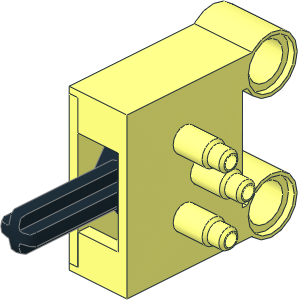 Technic Pneumatic Valve with Pegholes and Stepped Outlets (Neutral Position)
