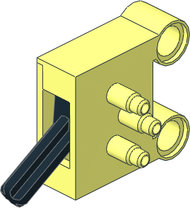 Technic Pneumatic Valve with Pegholes and Stepped Outlets (Down Position)