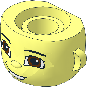 Figure Duplo Head Adult with Brown Eyes and Lopsided Open Mouth Pattern