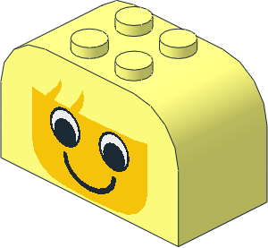 Brick  2 x  4 x  2 with Curved Top with Girl Face Pattern