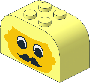 Brick  2 x  4 x  2 with Curved Top with Face with Moustache Pattern