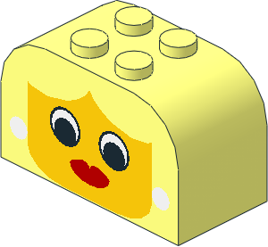 Brick  2 x  4 x  2 with Curved Top with Face/Earrings Pattern