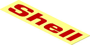 Sticker  0.7 x  2.7 with Red "Shell" on Transparent Background