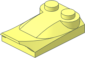 Slope Brick Curved  2 x  3 x 0.667 with Fin and 2 Top Studs