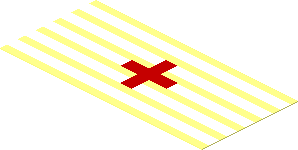 Sticker  1.7 x  3.5 with White/Clear Stripes and Red Cross