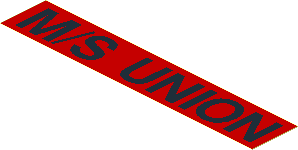 Sticker  1.2 x  6.6 with Black "M/S UNION" on Red Background