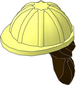 Minifig Construction Helmet with Dark Brown Hair Ponytail Pattern