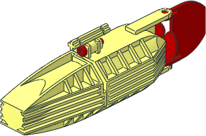 Electric Motor Boat with Red  3 Blades Propeller and Rudder