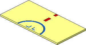 Tile  8 x 16 with Blue Semicircle and Red Dashes Pattern