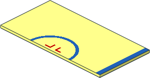 Tile  8 x 16 with Blue Semicircle and Stripe on Right Pattern