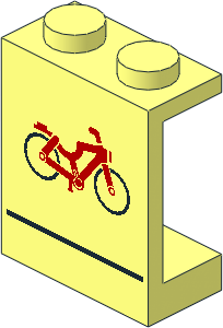 Panel  1 x  2 x  2 with Red Bicycle and Black Line Pattern