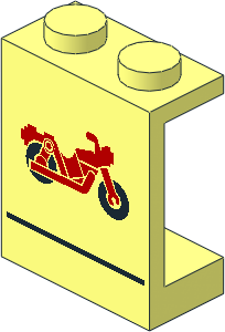 Panel  1 x  2 x  2 with Red Motorcycle and Black Line Pattern