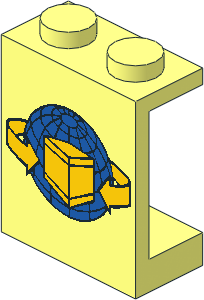 Panel  1 x  2 x  2 with Blue Globe, Yellow Box and Curved Arrows Pattern