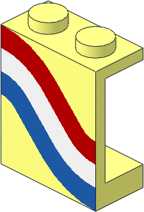 Panel  1 x  2 x  2 Solid Stud with Red/White/Blue Left Pattern