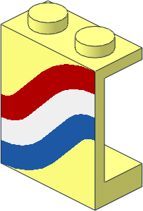 Panel  1 x  2 x  2 Solid Stud with Red/White/Blue Right Pattern