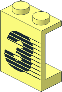 Panel  1 x  2 x  2 with Solid Studs with Black "3" Speed Stripes Pattern