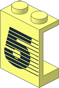Panel  1 x  2 x  2 with Solid Studs with Black "5" Speed Stripes Pattern