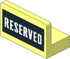 Panel  1 x  2 x  1 with Rounded Corners with White "RESERVED" on Black Background Sticker