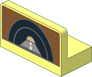 Panel  1 x  2 x  1 with Rounded Corners with Brick Wall and Tunnel Pattern