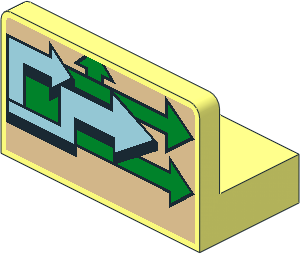 Panel  1 x  2 x  1 with Rounded Corners with Light Blue and Green Arrows on Tan Background Pattern