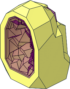 Rock  1 x  1 Geode with Glitter Trans Purple Crystal Interior Pattern