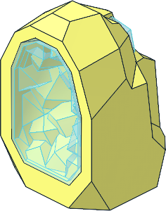 Rock  1 x  1 Geode with Glitter Trans Light Blue Crystal Interior Pattern