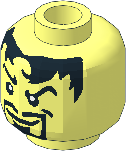 =Minifig Head with Smirk, Black Hair and Goatee Pattern