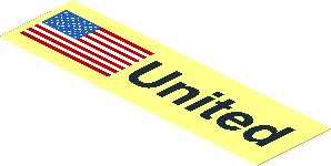 Sticker  1.1 x  3.9 with United States Flag and Black "United"
