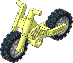 Bike  2 Wheel Motorcycle Frame (Short Pins) with Light Bluish Grey Wheels