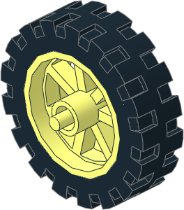 Wheel  6 x 14 Spoked with Stub Axles with Tyre  6/ 58 x 14 Offset Tread